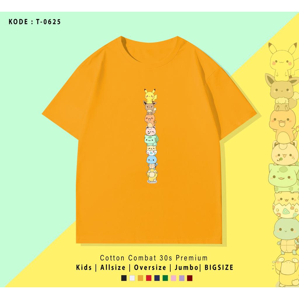 KAOS TERLUCU PIKACU AND FRIENDS / KAOS WANITA PRIA / KAOS OVER SIZE / KAOS LENGAN PENDEK / UK M -XL / KAOS SANTAI