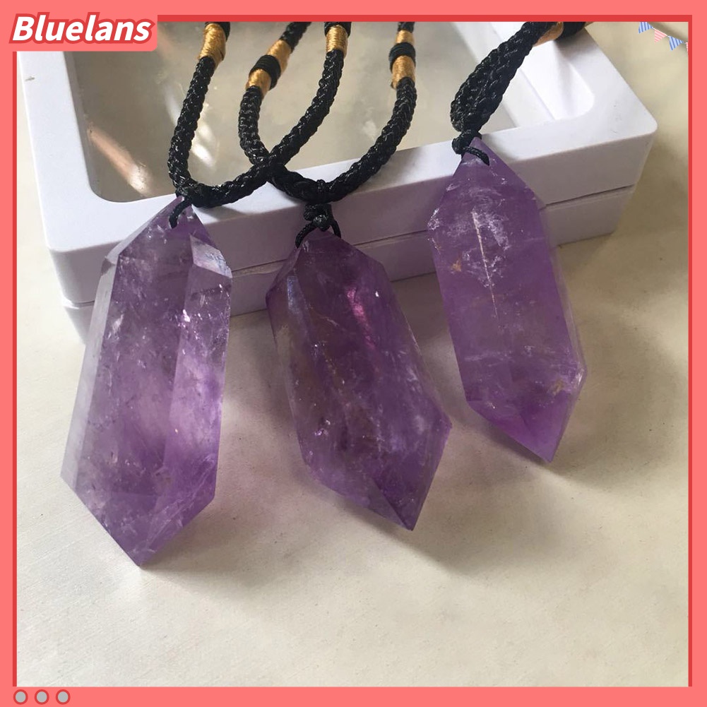 Bluelans Kalung Liontin Heksagonal Batu Amethyst Imitasi Untuk Penyembuhan