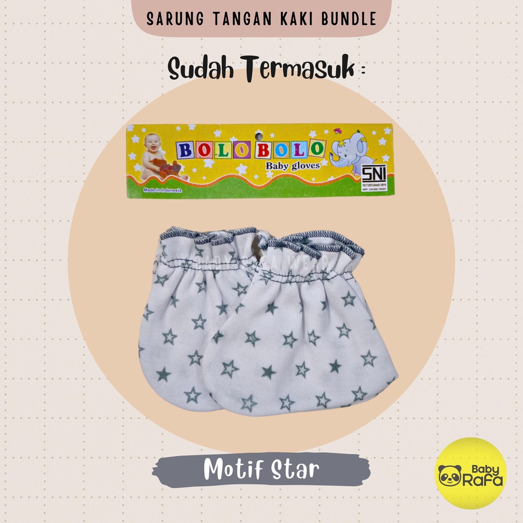 Serian Abu - 3 pcs/set Sarung Tangan dan Kaos Kaki Bayi Grey Series Merk SNI Bolo Bolo