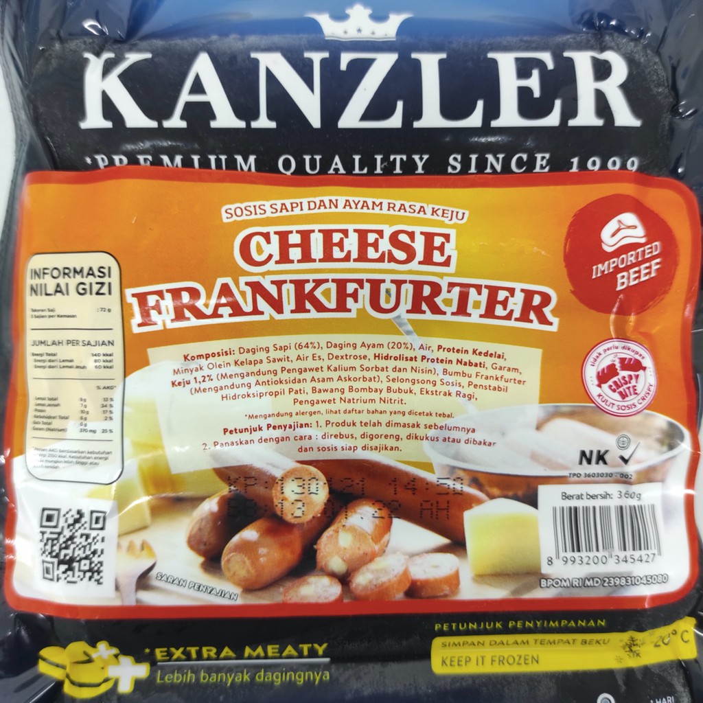 

KANZLER CHEESE FRANKFURTER 360 GR