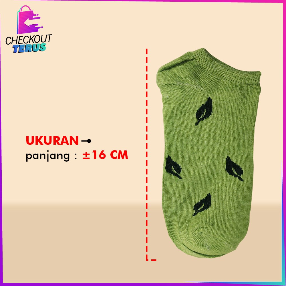 CT P185 Kaos Kaki Semata Kaki Motif Daun Wanita Gaya Korea Kaus Kaki Pendek Wanita Dewasa Fashion Kaos Kaki Murah