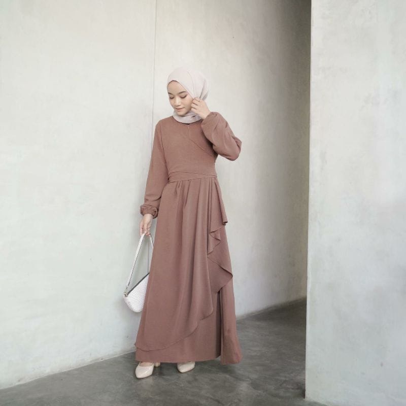 keisya Maxy Gamis Crinkle Airflow POLOS LD 110-Gamis Wanita Busui Friendly