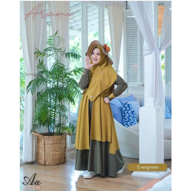 Arumi Dress Aden Hijab Gamis Kombinasi Two Tone