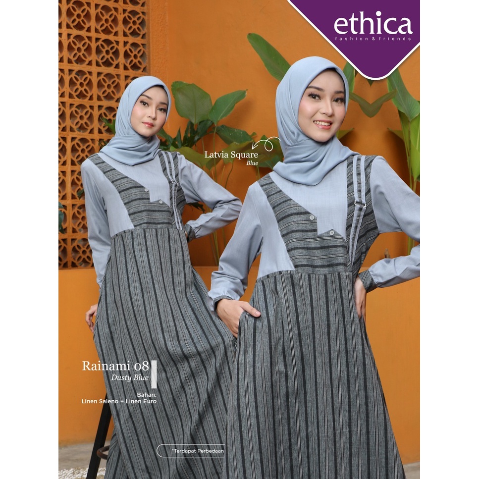 RAINAMI 08 DUSTY BLUE, MUSTARD GOLD  GAMIS DEWASA - Dress Terbaru Model Trendy Original Ethica