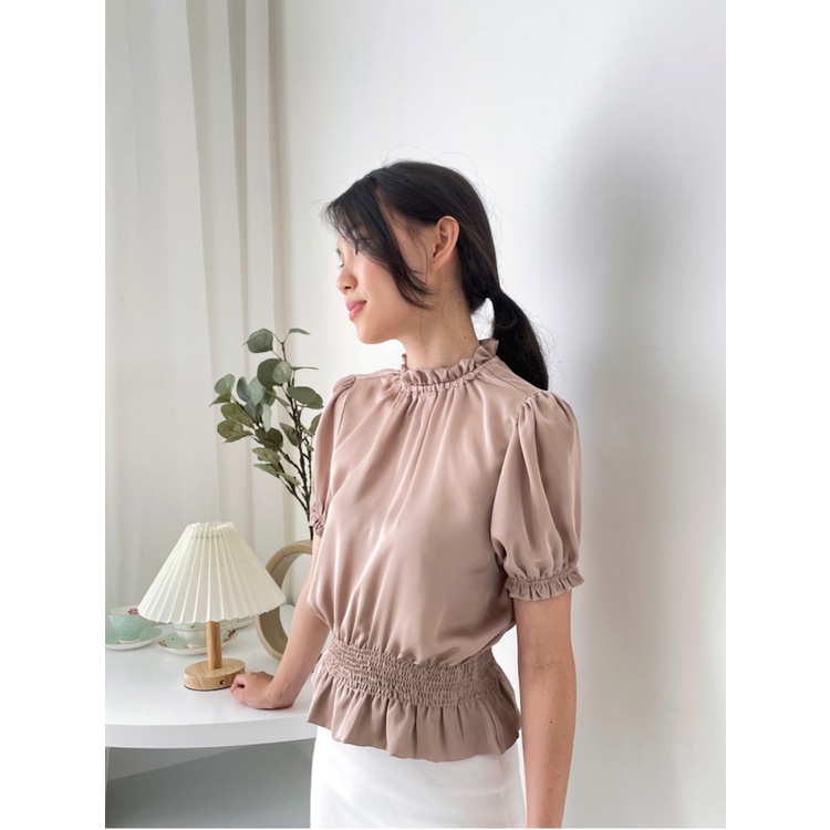 Kadaka T-0406 Satin Blouse Detail Smock Elegant