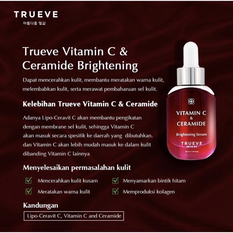 TRUEVE Niacinamide | Cica Vitamin C Galactomyces Ceramide Peptide AHA BHA PHA Serum