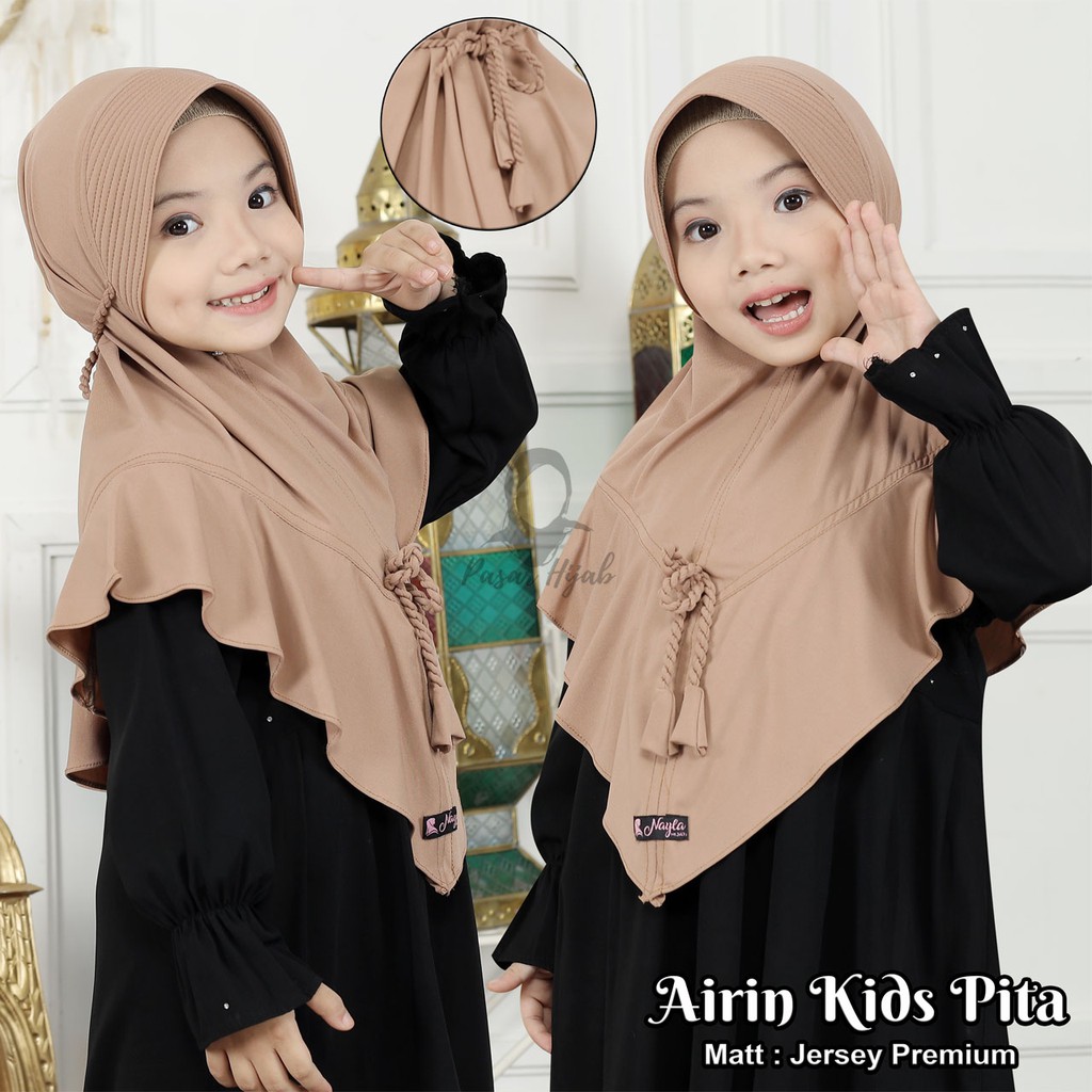 Kerudung Anak Tali Kepang AIRIN KIDS PITA Hijab Anak Bahan Jersey Airis Terbaru Pasar Hijab