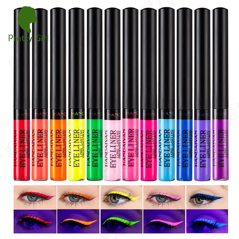 【asli】HANDAIYAN Emirde 12 colors Matte Colorful Liquid Eyeliner Set, Color Gel Eyeliner, Great Versatility Liquid Eyeliner, Waterproof High Pigmented Smudgeproof Long Lasting Makeup Eyeliner Pen