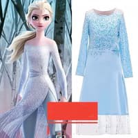 TBI Dress Kostum Frozen 2 Elsa Setelan Gaun Princess Disney Cosplay