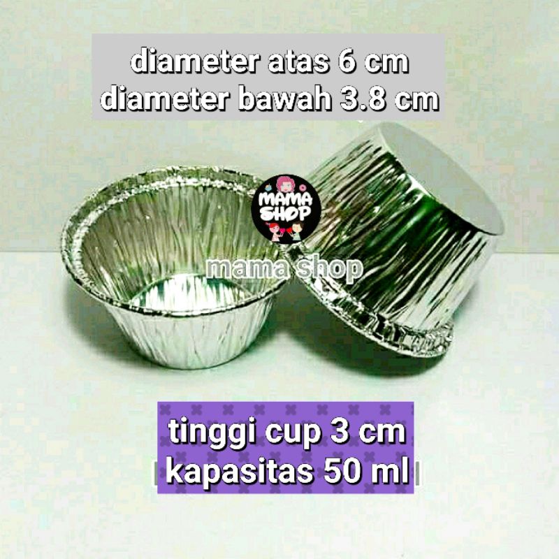 100 Cup Aluminium Foil Bulat Kecil Alu Tray Untuk Macaroni Panggang Muffin Cake Cupcake Egg Tart