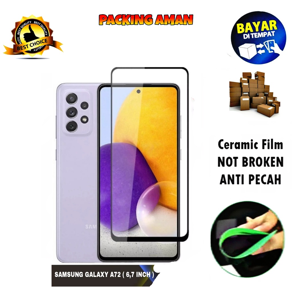 Tempered Glass Samsung Galaxy A72 5G FULL COVER FULL SCREEN Ceramic Film Anti Gores