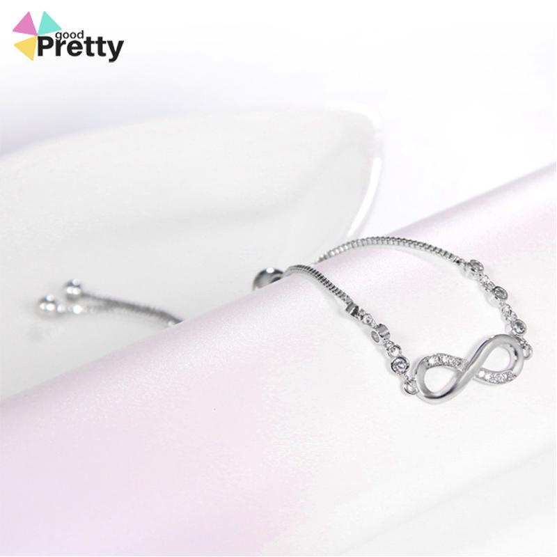 Korea Gelang Serut Gelang Titanium Emas Dapat Disesuaikan 8-Berbentuk Gelang Wanita Aksesoris Fashion - PD