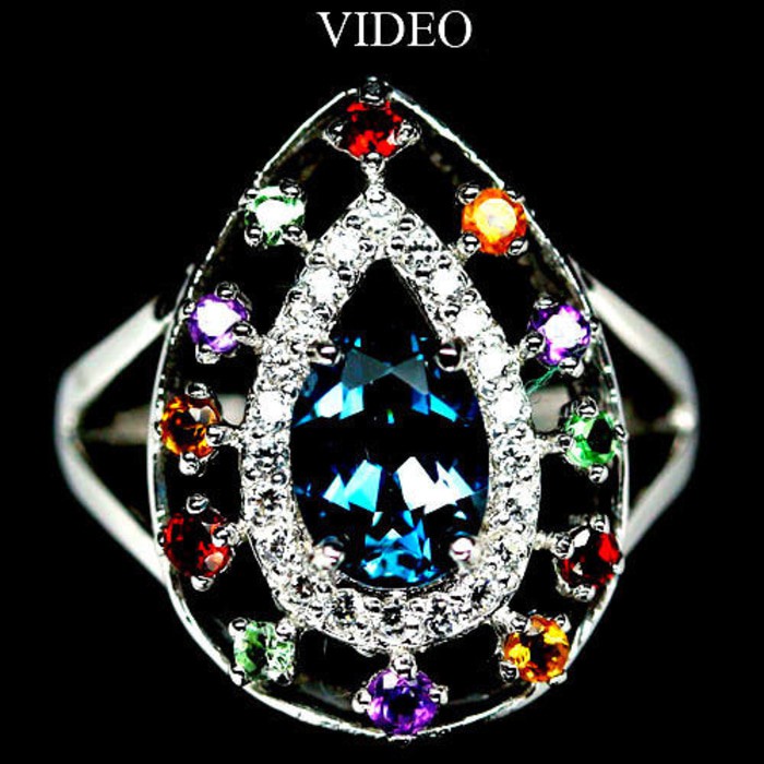 Batu Natural Topaz Amesthyst Citrine Garnet Tsavorite Cincin Perak 925