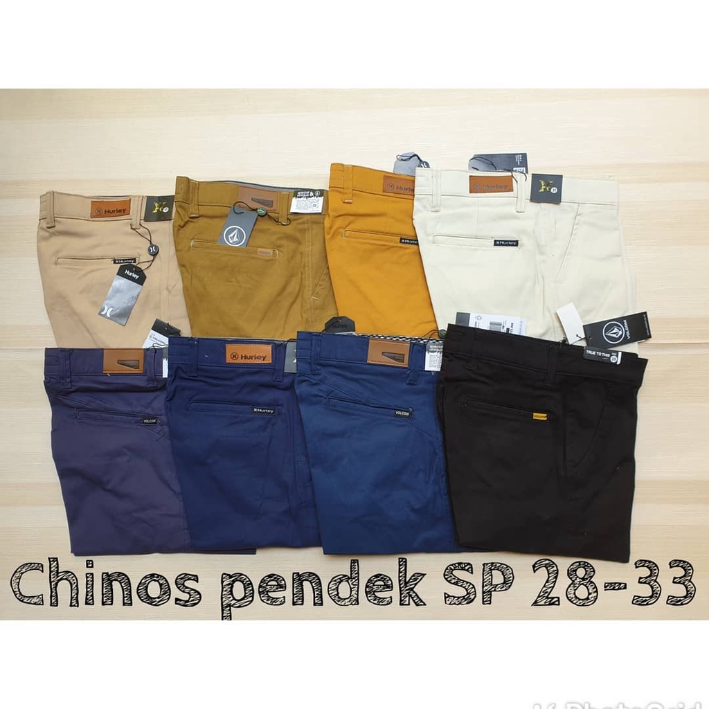 Celana Chino Pendek Celana Cowok Chinos Pria Premium Distro Biru Hitam abu coklat krem size 27-33