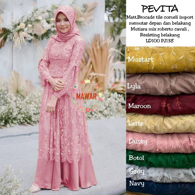 QR Pevita maxi tile mutiara dress kondangan baju muslim lebaran KEBAYA/DRESS