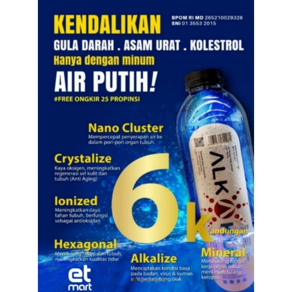 

Alkakua air minum kesehatan 500 ml(1 btl)