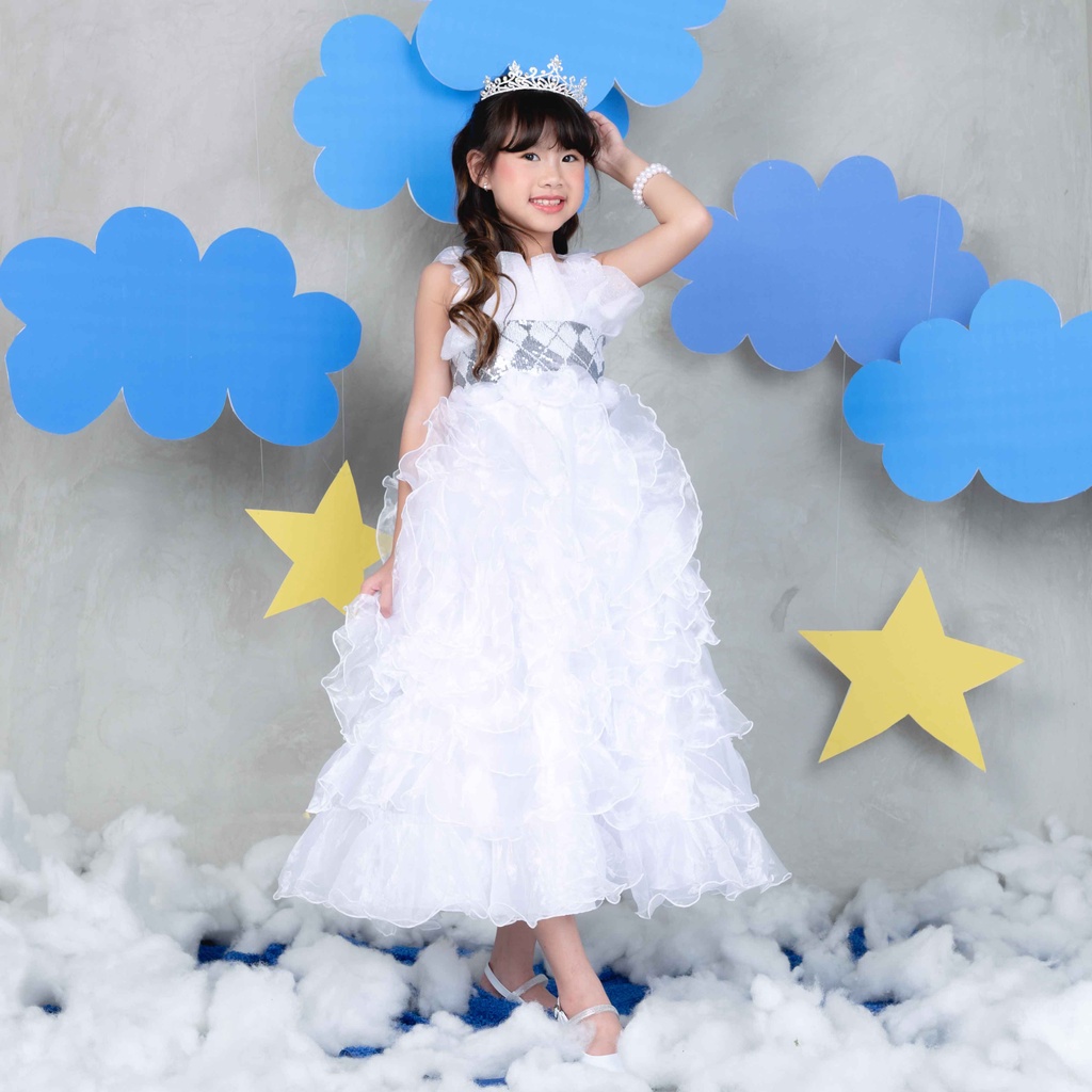 Jenna Dress Anak Perempuan Ruffle Organdi Elegan S-L STL OFFICIAL (AK33)