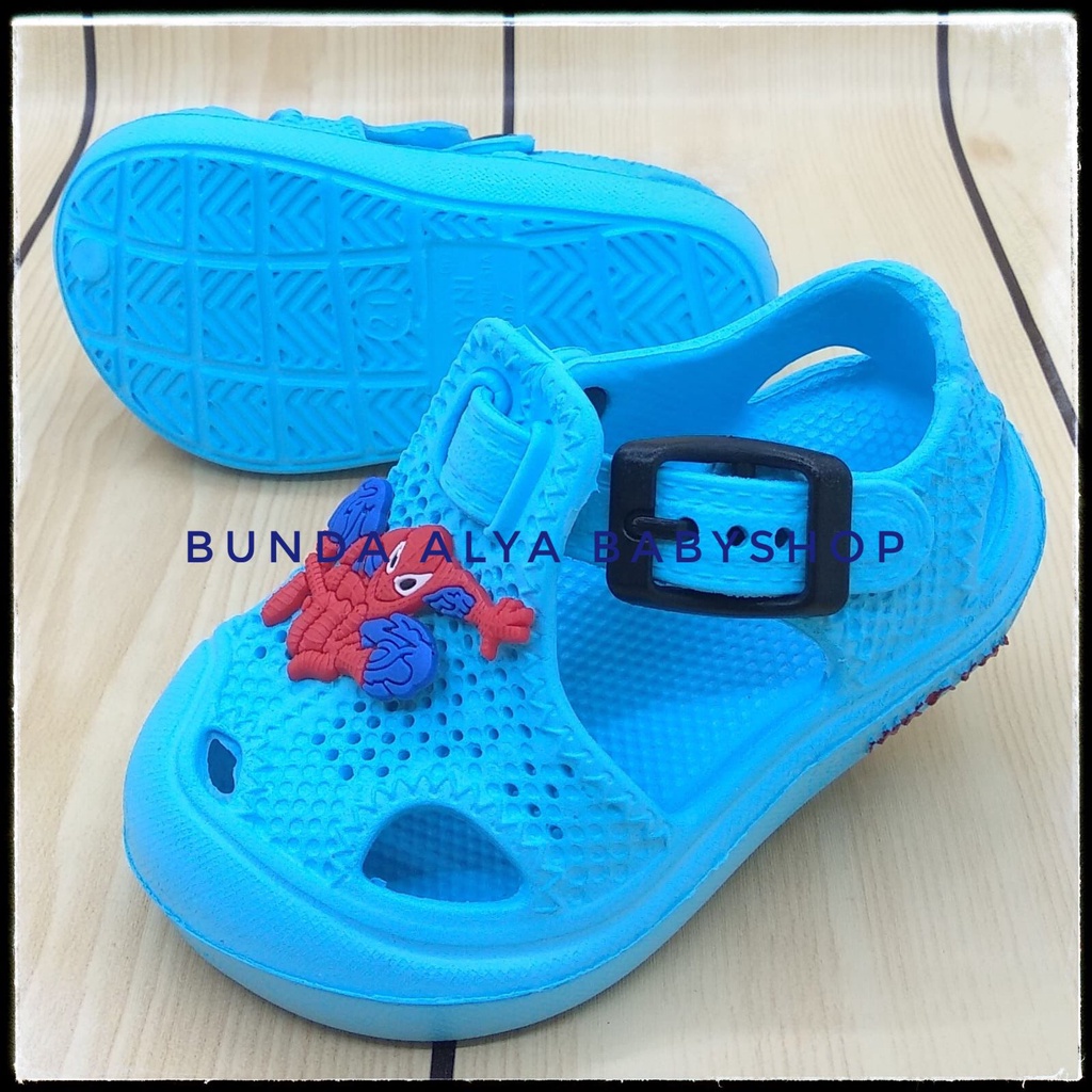 Sendal Anak Laki Laki Usia 6 Bulan 1 2 Tahun Motif Kartun BIRU Lucu Alas Karet Anti Licin - Sepatu Sandal Anak Cowok Karet Anti Licin