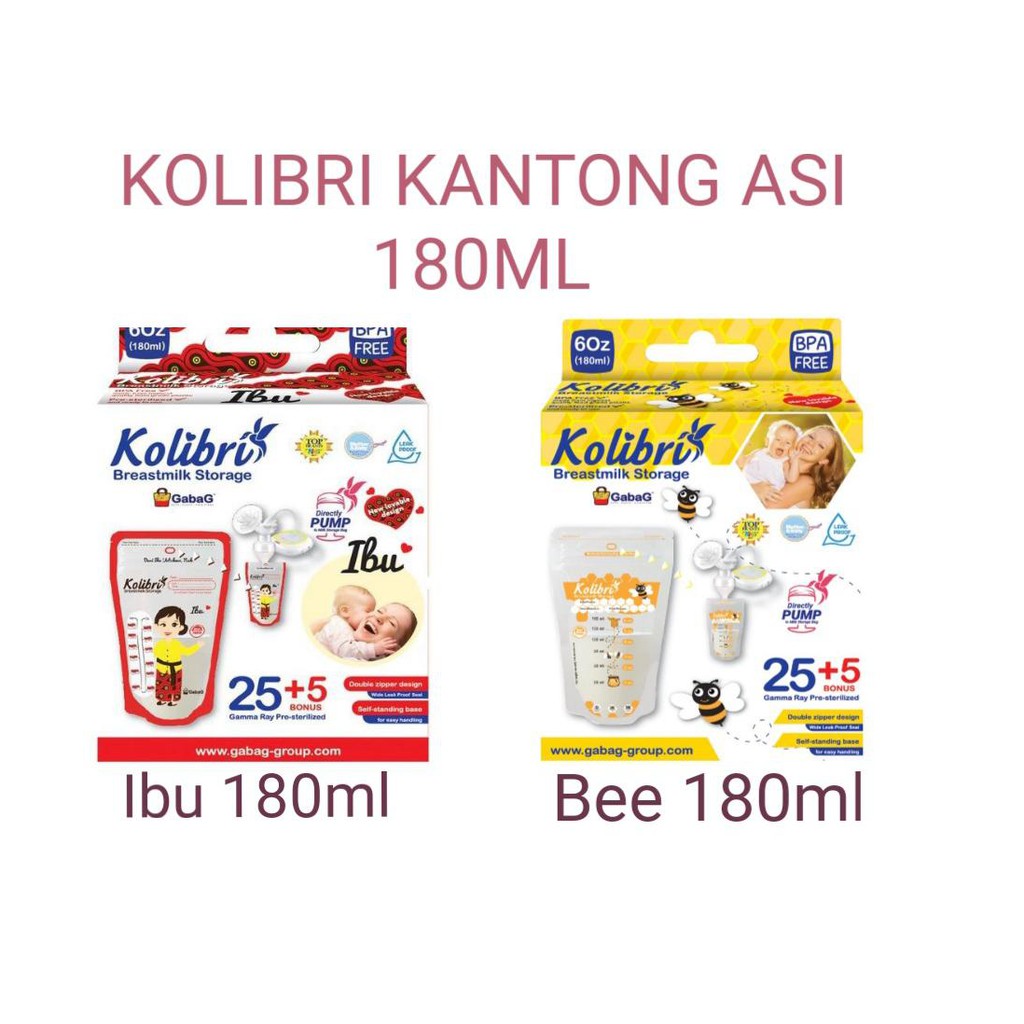 Gabag Breastmilk Storage Bags Kantung Asi Kolibri  Smart Classic Blue Pink 100ml 100 ml 120ml 150ml Yellow 180ml