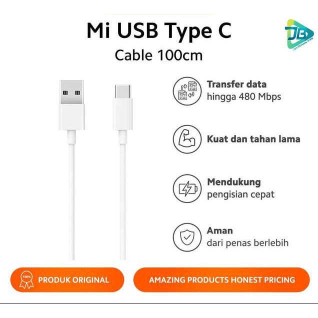 BM001 MI9 WHITE XIAOMI KABEL DATA NEW MODEL ORIGINAL REDMI 9A 9C NOTE 8 9 10 PRO MI9 TIPE C USB JB3586