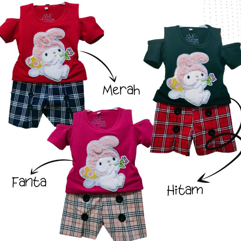 Setelan 3D anak perempuan &quot;Melodi Burberry&quot; Size 1-5th bahan Ducati Katun Spandek Premium