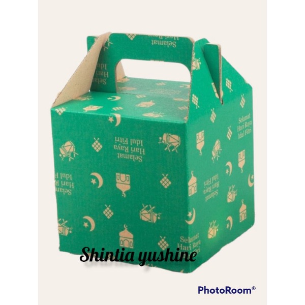 

boks hampers lebaran hijau ketupat