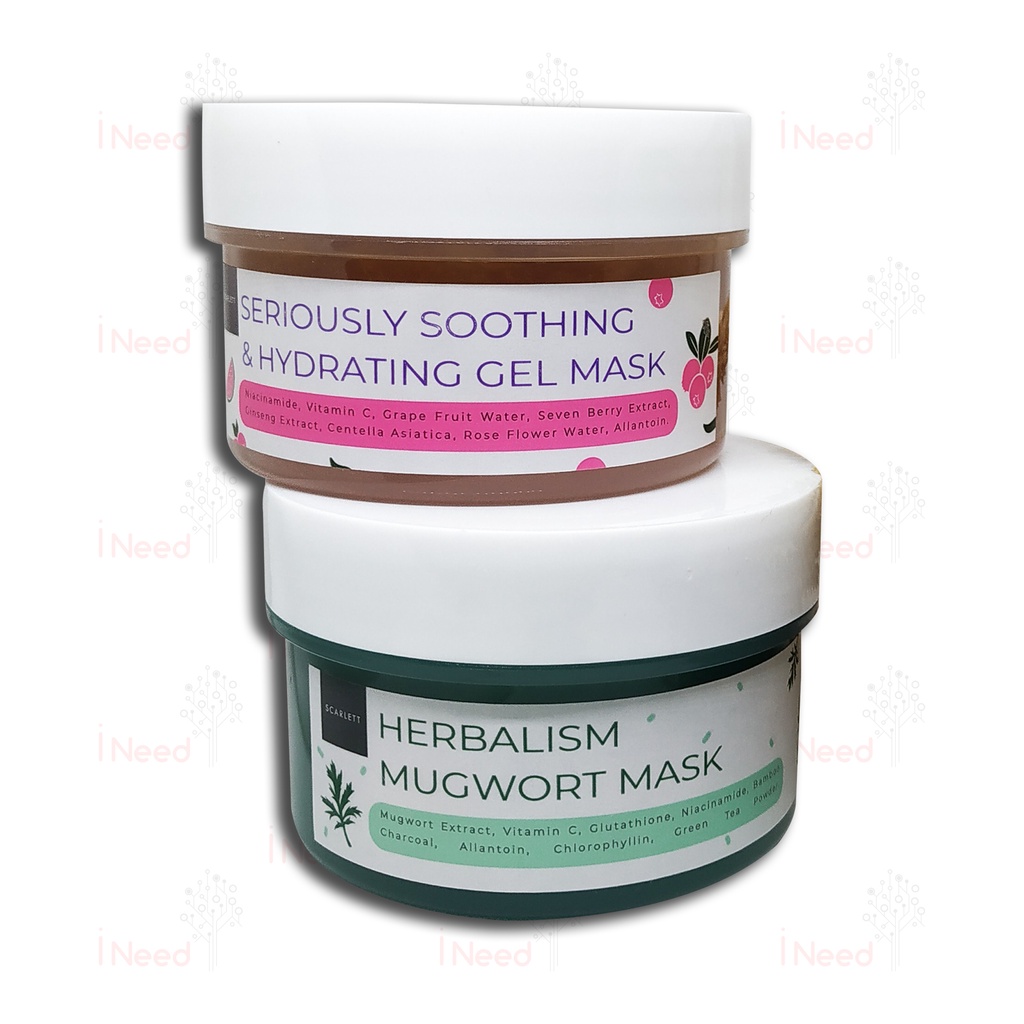 (INEED) [BARU!!] SCARLETT MASKER WAJAH MUGWORT &amp; SHOOTING GEL MASK 100gr