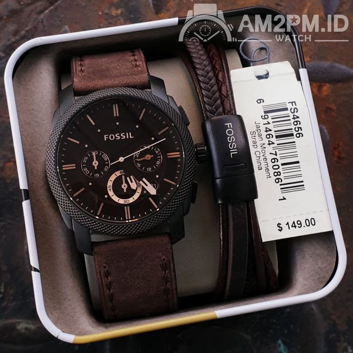 Suplier Set Jam Fossil Machine Mid-Size Chronograph FS4656 Original