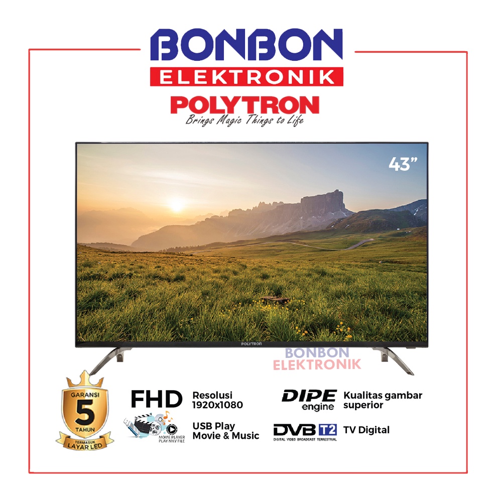 Polytron LED Digital TV 43 Inch PLD 43V8953 / PLD43V8953 Full HD