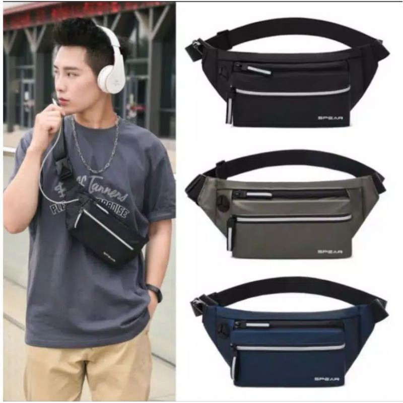 WB Tas Selempang/Tas waist bag Import /Tas sling Bag Sporty Outdoor Spear (waterproof)