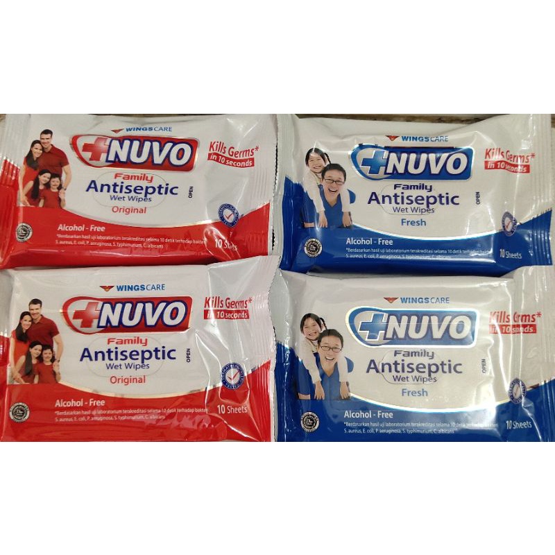 NUVO TISSUE BASAH WIPES 10 SHEETS ANTISEPTIC