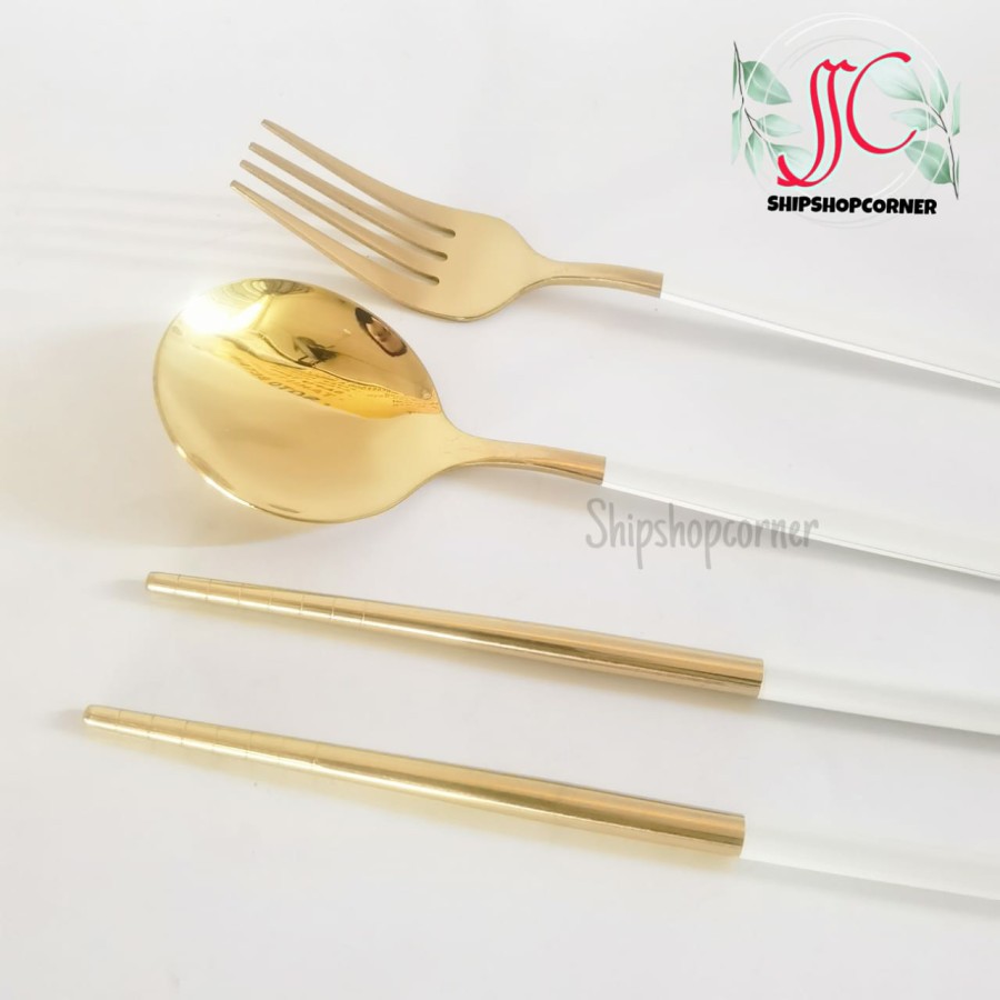 Sendok Garpu Set KOREA / Cutlery Korean Style gold NORDIC