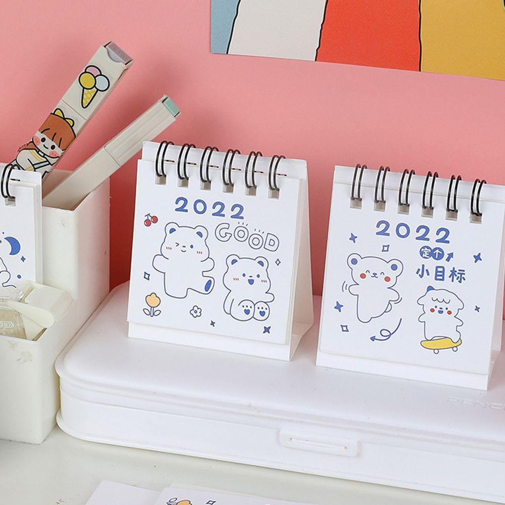 Kalender Meja Mini Agustina 2022alat Tulis Siswa Kreatif Lucu Kawaii Calendar Planner Perlengkapan Sekolah Kalender Meja