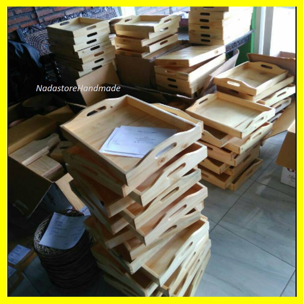 Nampan Kayu Pinus / Tray Kayu Jati Belanda / Baki Kayu Ukuran 40×30x5 Cm, Kualitas Istimewa Murah