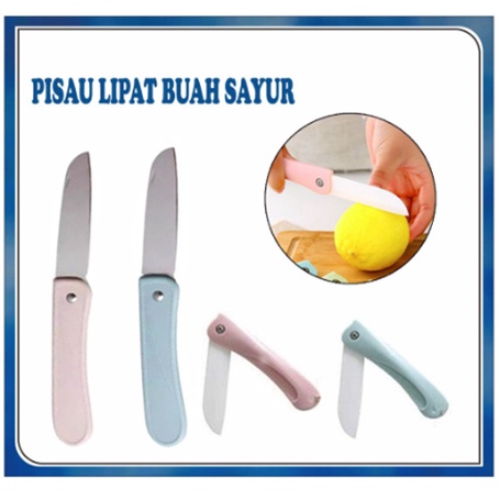 Pisau Lipat Mini Buah Sayur / Pisau Dapur Traveling Warna Warni Stainless Steel / Alat Pengupas Pemotong Buah Sayur Anti Karat Potong