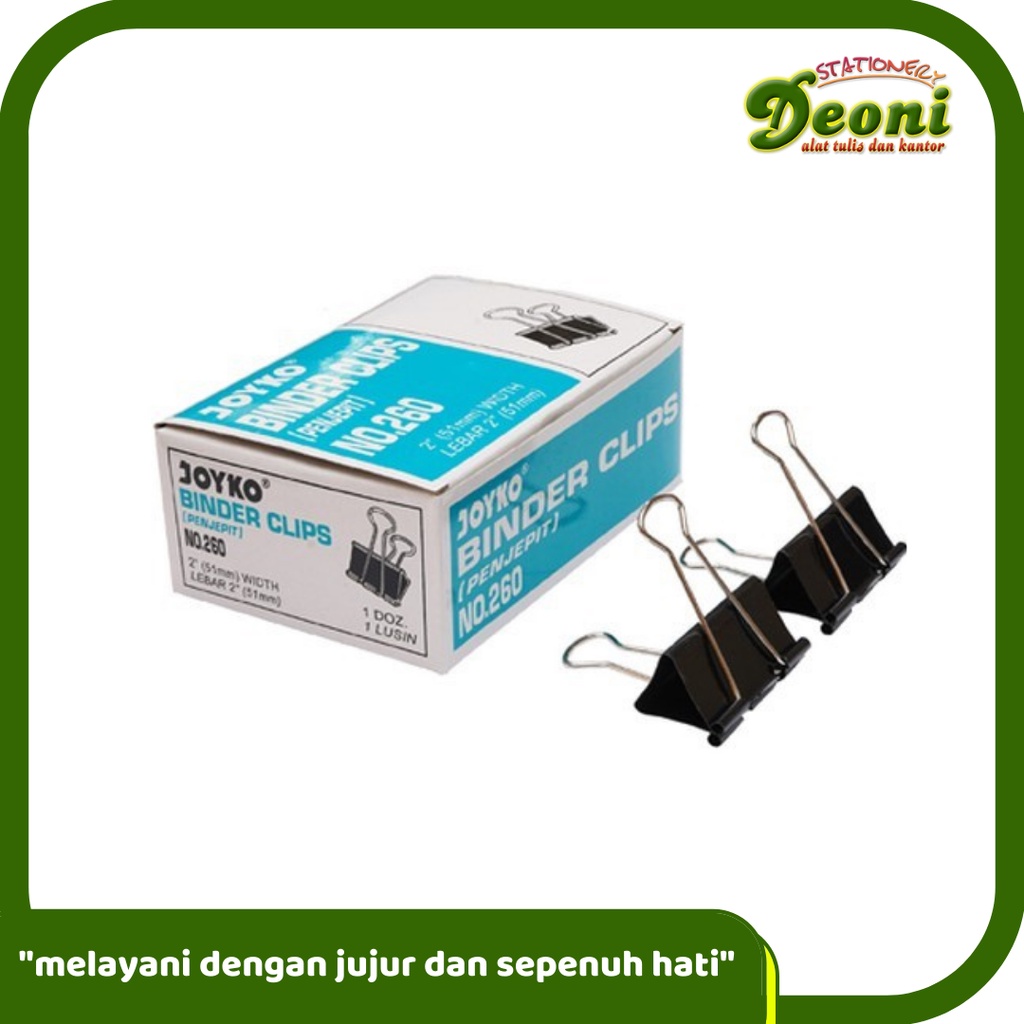 

JOYKO Binder Clips no. 260 / Klip / Penjepit Kertas / 1 BOX 12 PCS