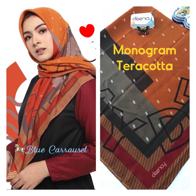 Deenay Voal Scarf Monogram Teracotta