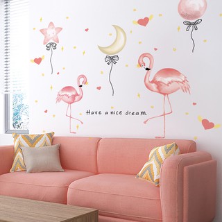 Nordic ins angin flamingo  stiker  dinding  Gadis jantung 