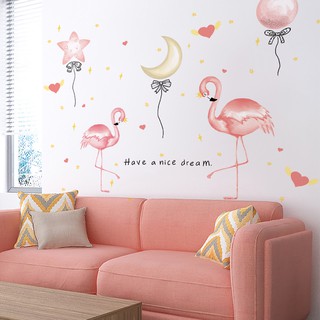 Nordic ins angin flamingo stiker dinding Gadis jantung Nordic ins angin flamingo stiker dinding Gadis jantung
