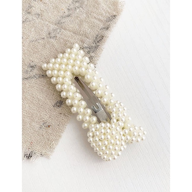 LRC Jepit Rambut Fashion Alloy + Resin Alloy Resin Imitation Pearl Square Hollow Hairpin F6755X