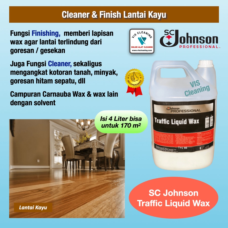 SC Johnson Traffic Liquid Wax - Finish &amp; Pembersih Lantai Kayu 4 L