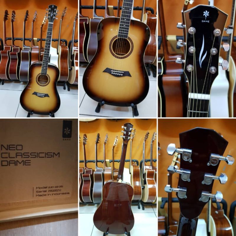 Dame lilies 100DBS FREE TAS TUNER STRAP SENAR akustik gitar ori