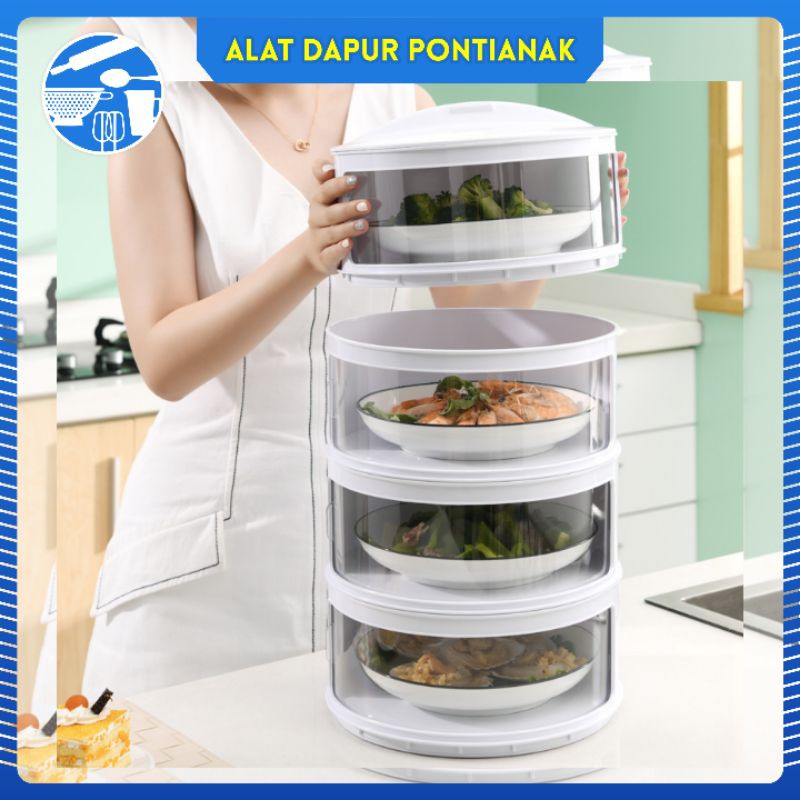 Warna Ungu Tudung Saji 4 Susun Rak Makanan 4 tingkat Food Storage 4 Layer Rak Sayur Susun