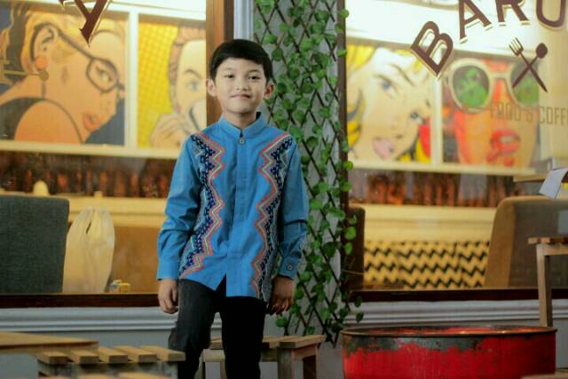 Baju Koko Alharamain Terbaru Anak Lengan Panjang Warna Tosca Kode CP02