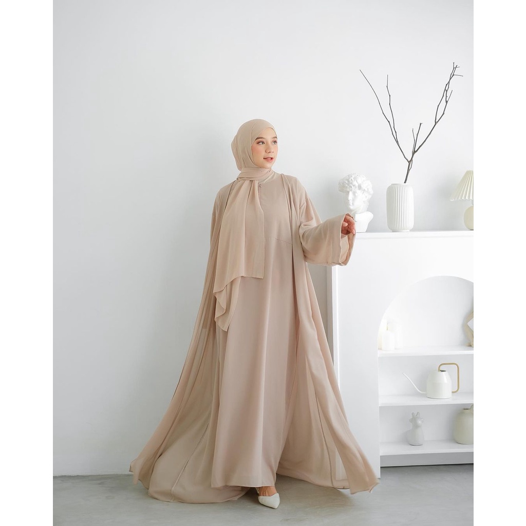 Ladyra Set Abaya wanita dewasa terbaru kekinian_hits // harga promo bahan ceruty babydoll lapis full furing, zipper depan nyaman digunakan ukuran s, L dan XL LD 120