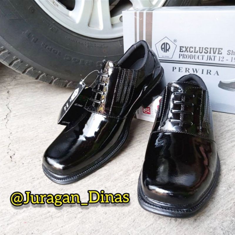 SEPATU PDH PERWIRA TNI POLRI SATPAM SECURITY AR EXCLUSIVE 2055 PANTOPEL PRIA HITAM KILAP GLOS KULIT