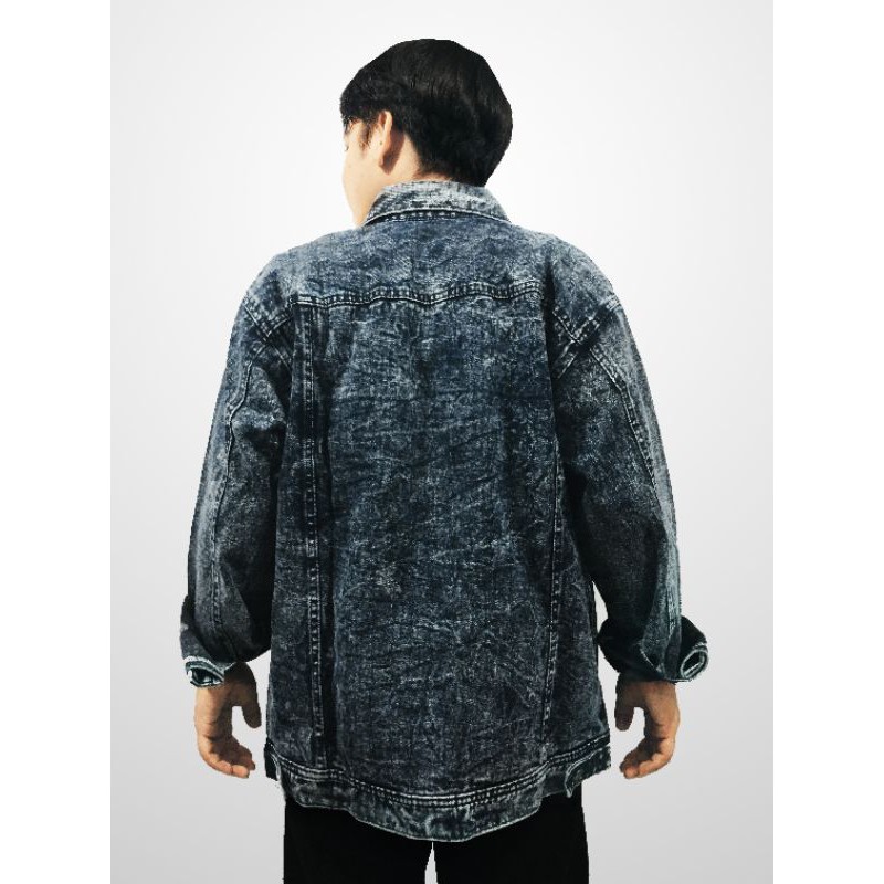 Jaket Jeans Denim Wanita Cewek Oversize Jumbo Hitam Sandwash Big size Bio Blitz Wash Biru Muda Tua