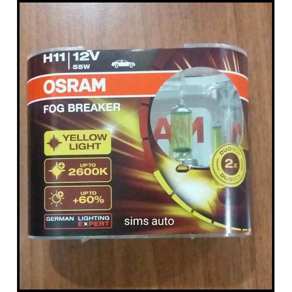 Lampu Osram H11 Fog Breaker ( Fbr ) 12V 55W Warna Kuning
