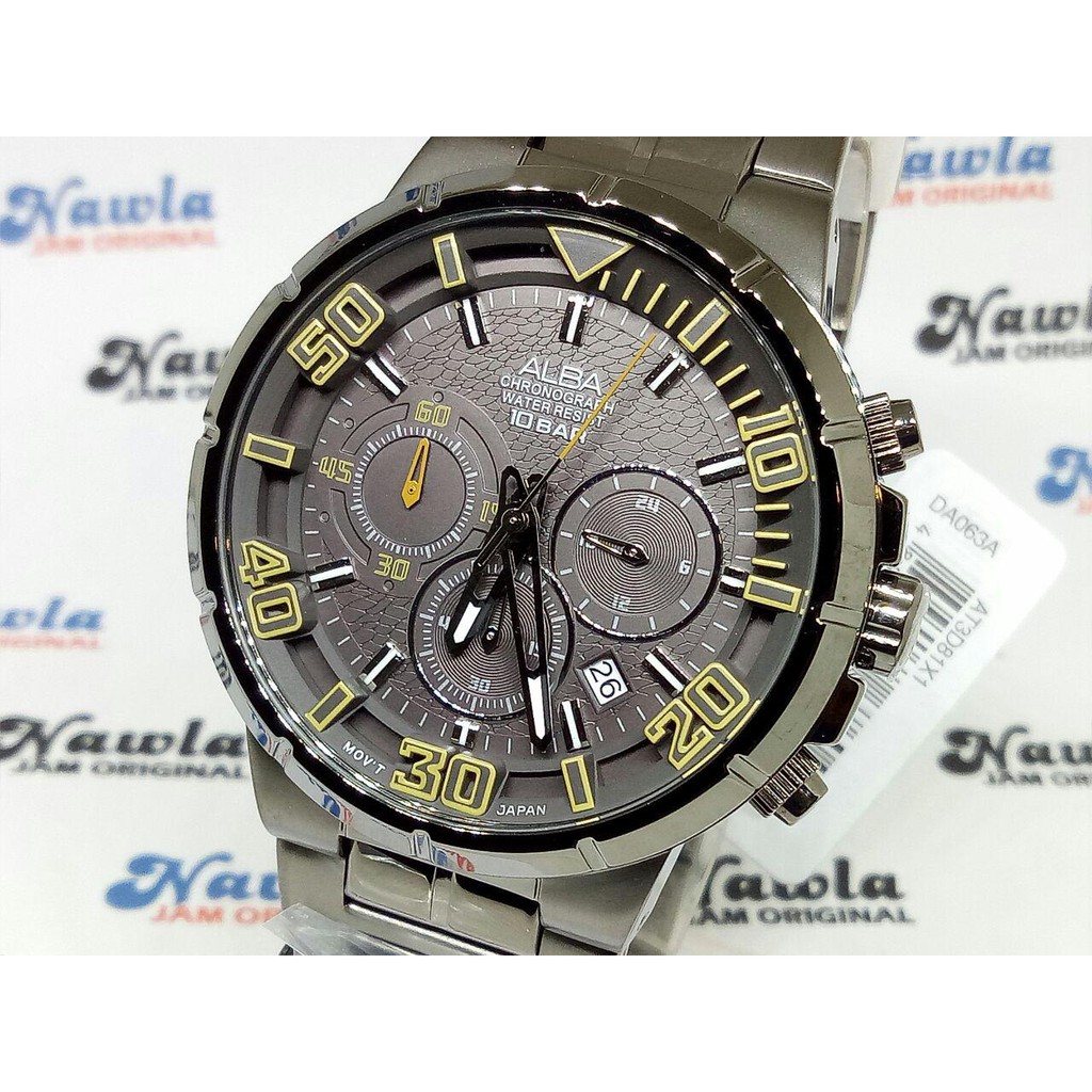 Alba Quartz AT3D81X1 Chronograph Black Stainless - Jam Tangan Pria AT3D81