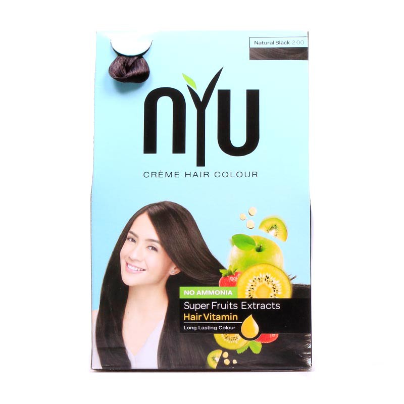 Cat Rambut NYU Creme Natural Black 200 Pewarna Hitam Alami Super Fruit